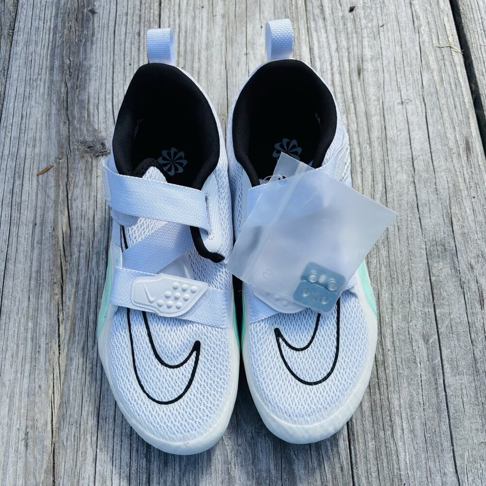 Nike Women’s White & Black Strap Sneakers with Mint Accents
